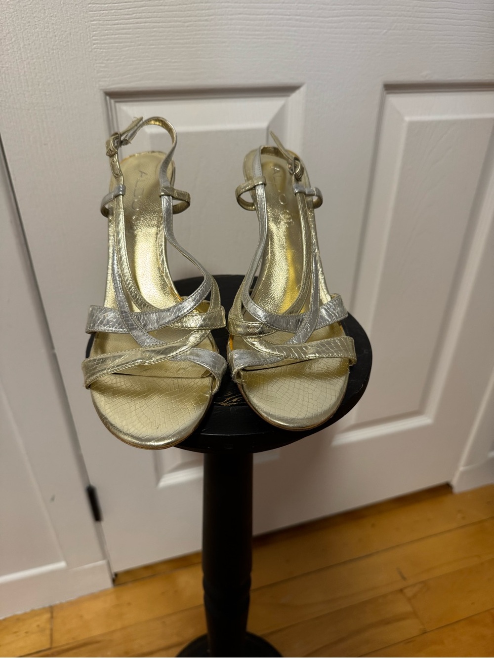 Women's Silver Metallic Strappy Slingback Sandals